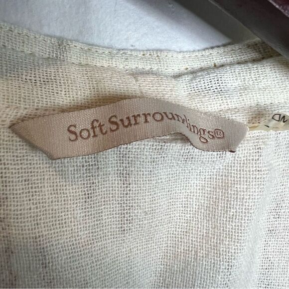 Soft Surroundings Rio Vista Cotton Cardigan Kimono Pastel Metallic Gold Sz small - Picture 2 of 9